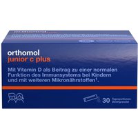 Orthomol junior C plus - mit Vitamin C als Beitrag zu einer normalen Funktion des Immunsystems - Himbeer/Limetten-Geschmack - Direktgranulat von Orthomol