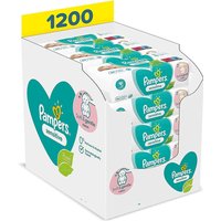 Pampers Sensitive Baby Feuchttücher, 1200 Tücher (15 x 80) ohne Duft, für eine sanfte Reinigung von Pampers