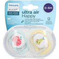 Avent Ultra Air Schnuller Happy Apfel - Birne 0-6 Monate (Farbe nicht frei wählbar) von Philips
