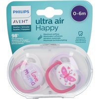 Avent Ultra Air Schnuller Happy Girl 0-6 Monate (Farbe nicht auswählbar) von Philips