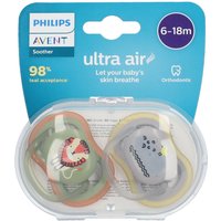 Avent Ultra Air Schnuller Löwe - Nilpferd 6-18 Monate (Farbe nicht auswählbar) von Philips