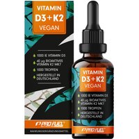 ProFuel - Vitamin D3 + K2 Vegan Tropfen - 1.000 IE Vitamin D3 + 40 mcg Vitamin K2 Mk-7 (K2Vital®) von ProFuel