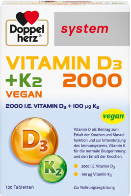 DOPPELHERZ Vitamin D3 2000+K2 system Tabletten 42 g von Queisser Pharma GmbH & Co. KG