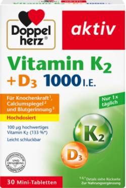 DOPPELHERZ Vitamin K2+D3 1000 I.E. Tabletten 30 St von Queisser Pharma GmbH & Co. KG