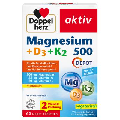 Doppelherz aktiv Magnesium + D3 + K2 500 DEPOT von Queisser Pharma GmbH & Co. KG