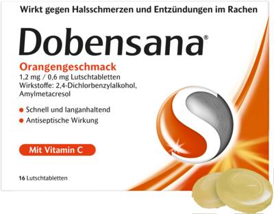 DOBENSANA Orangengeschmack 1,2mg/0,6mg Lutschtabl. 16 St von Reckitt Benckiser Deutschland GmbH