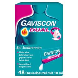 "Gaviscon Dual 500mg/213mg/325mg im Beutel Suspension zum Einnehmen 48x10 Milliliter" von "Reckitt Benckiser Deutschland GmbH"