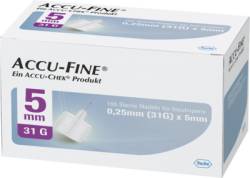 ACCU FINE sterile Nadeln f.Insulinpens 5 mm 31 G 100 St von Roche Diabetes Care Deutschland GmbH