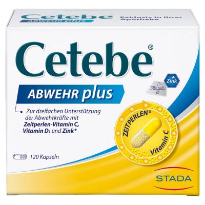 "Cetebe Abwehr plus Vitamin C + Vitamin D3 + Zink Kapseln 120 Stück" von "STADA Consumer Health Deutschland GmbH"