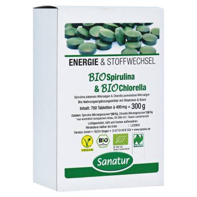 "BIOSPIRULINA & Biochlorella 2in1 Tabletten 750 Stück" von "Sanatur GmbH"
