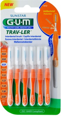 GUM TRAV-LER 0,9mm Kerze orange Interdentalbürsten +6Kappen von Sunstar Deutschland GmbH