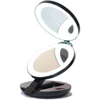 Kompakter Doppel-Reisespiegel mit LED (10-fache Vergrößerung) - Schwarz von UNIQ