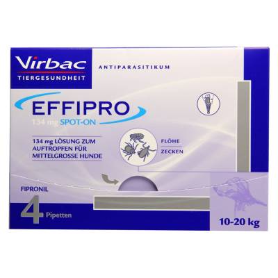 "EFFIPRO 134 mg Pip.Lsg.z.Auftropf.f.mittelgr.Hund 4 Stück" von "Virbac Tierarzneimittel GmbH"