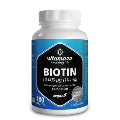 BIOTIN 10 mg hochdosiert vegan Tabletten 180 St Tabletten von Vitamaze GmbH