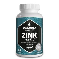 ZINK AKTIV 25 mg hochdosiert vegan Tabletten 180 St Tabletten von Vitamaze GmbH