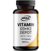 Vitamin D3 K2 Kapseln - 5000 IE D3 & 200µg K2 Wehle Sports® von Wehle Sports