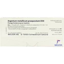 ARGENTUM METALLICUM praeparatum D 30 Ampullen 8 St Ampullen von Weleda AG