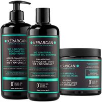 Kerargan - Feuchtigkeits-Trio Shampoo, Spülung & Haarmaske mit Kokosöl