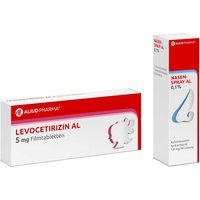 Levocetirizin AL 5 mg (100 stk) und Nasenspray AL 0,1% (10 ml) von AL Aliud Pharma