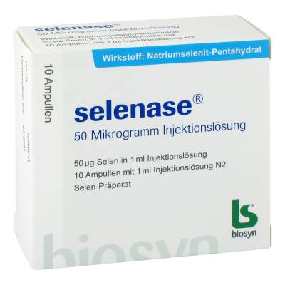 "Selenase 50 Mikrogramm Injektionslösung Injektionslösung 10x1 Milliliter" von "biosyn Arzneimittel GmbH"