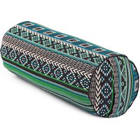 Ethno Collection: Yoga-Bolster (rund), Jacquard-Webstoff, schwarz-weiß-grün gem., Dinkelhülsen von bodhi