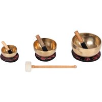 Klangschalen-Set, bestehend aus 3 Klangschalen, inkl. 3 Kissen, 3 Holzklöppel & 1 Filzklöppel von bodhi