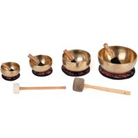 Klangschalen-Set, bestehend aus 4 Klangschalen inkl. 4 Kissen, 4 Holzklöppeln & 2 Filzklöppel von bodhi