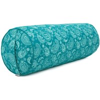 Maharaja Collection: Gemustertes Yoga-Bolster (rund), 'Paisley', petrol, Kapok von bodhi