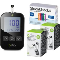 adia Blutzuckermessgerät (mg/dl) Set + 110 Blutzuckerteststreifen + 110 Lanzetten von diabetikerbedarf