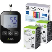 adia Blutzuckermessgerät (mmol/L) Set + 110 Blutzuckerteststreifen + 110 Lanzetten von diabetikerbedarf