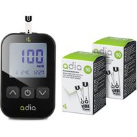 adia Diabetes-Set: Blutzuckermessgerät (mg/dl) mit 110 Blutzuckerteststreifen von diabetikerbedarf