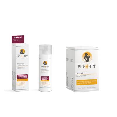BIO-H-TIN Vitamin H 2x84 Tabletten + Coffein Shampoo Set von diverse Firmen