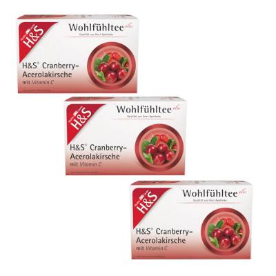 H&S Wohlfühltee Cranberry-Acerolakirsche mit Vitamin C 3er Set von diverse Firmen