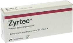 ZYRTEC 10 mg Filmtabletten 20 St von kohlpharma GmbH