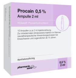 PROCAIN pharmarissano 0,5% Inj.-Lsg.Ampullen 2 ml 10X2 ml von medphano Arzneimittel GmbH