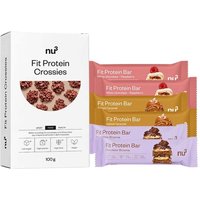 nu3 Fit Protein Crossies + Protein Bar, Salted Caramel + Protein Bar, Chocolate Brownie + Protein Bar, White Chocolate Raspberry von nu3