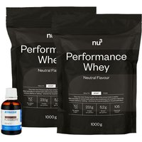 nu3 Performance Whey, Neutral - Proteinpulver + MyProtein FlavDrops, Schokolade, Aromatropfen von nu3