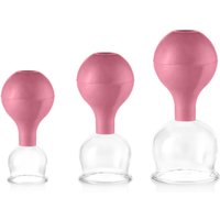 Schröpfgläser Set Trio groß aus Echtglas Pink von pulox