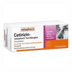 Cetirizin-ratiopharm bei Allergien 10 mg Filmtabl. 7 St Filmtabletten von ratiopharm GmbH