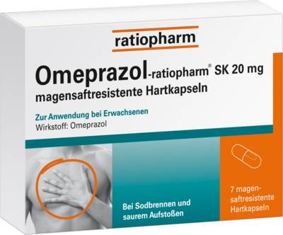 OMEPRAZOL-ratiopharm SK 20 mg magensaftr.Hartkaps. 7 St von ratiopharm GmbH