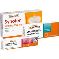 Synofen 500 mg/200 mg + HYDROCORTISON-ratiopharm® 0,5 % Creme + Loperamid-ratiopharm® akut von ratiopharm